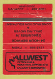 Matchbook Cover - Allwest Petroleum Calgary Edmonton AB WORN 40 Strike