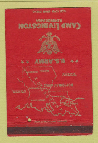 Matchbook Cover - Camp Livingston LA US Army WEAR 40 Strike