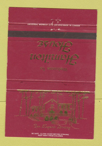 Matchbook Cover - Hamilton House Hot Springs AR 40 Strike