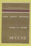 Matchbook Cover - McCune San Francisco CA furniture 40 Strike