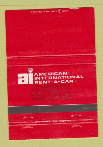 Matchbook Cover - American International Car Rentals Albuquerque NM 40 Strike