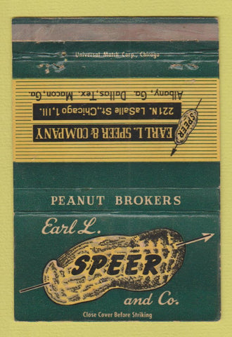 Matchbook Cover - Earl Speer Peanut Brokers Chicago IL WEAR 40 Strike