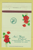 Matchbook Cover - Ann's Flowers Englewood FL FTD 40 Strike