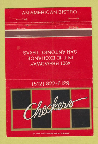 Matchbook Cover - Checkers Bistro San Antonio TX 40 Strike