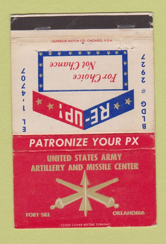 Matchbook Cover - US Army Artillery Missile Center Fort Sill OK  40 Strike