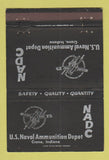 Matchbook Cover - US Naval Ammunition Depot Crane IN WEAR 40 Strike