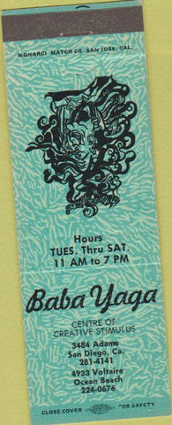Matchbook Cover - Baba Yaga  creative stimulus San Diego CA blue