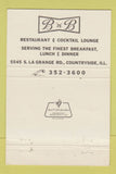 Matchbook Cover - B n B Inn Countryside IL  40 Strike