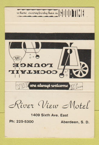 Matchbook Cover - River View Motel Aberdeen SD SAMPLE WEAR 40 Strike