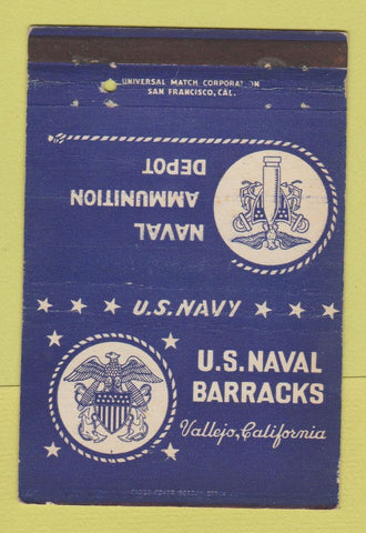 Matchbook Cover - US Naval Barracks Vallejo CA  WEAR 40 Strike