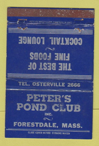 Matchbook Cover - Peter's Pond Club Forestdale MA WEAR 40 Strike