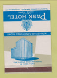 Matchbook Cover - Park Hotel Hong Kong 40 Strike