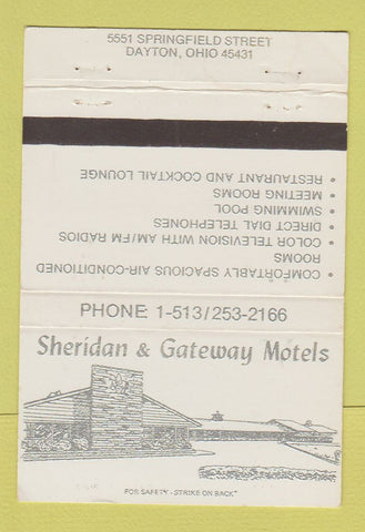 Matchbook Cover - Sheridan Gateway Motels Dayton OH 40 Strike