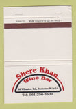 Matchbook Cover - Shere Khan Wine Bar Rusholme Manchester UK 40 Strike