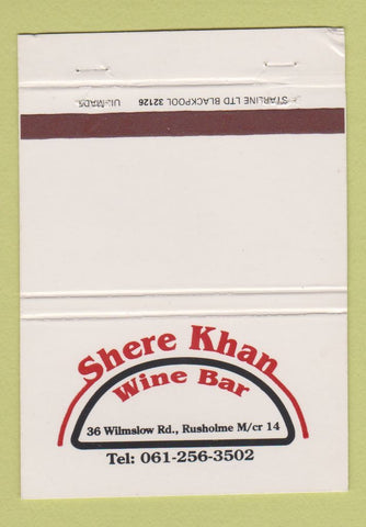 Matchbook Cover - Shere Khan Wine Bar Rusholme Manchester UK 40 Strike