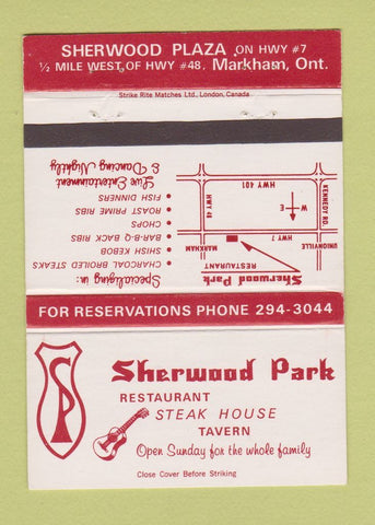 Matchbook Cover - Sherwood Park Restaurant Tavern Markham ON 40 Strike