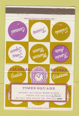 Matchbook Cover - Times Square Las Vegas NV WEAR 40 Strike