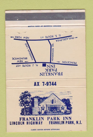 Matchbook Cover - Franklin Park Inn NJ 40 Strike