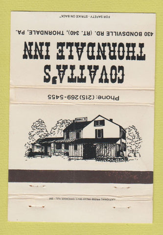 Matchbook Cover - Covatia's Thorndale Inn PA 40 Strike