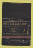Matchbook Cover - Cozy Restaurant Thurmont MD 40 Strike