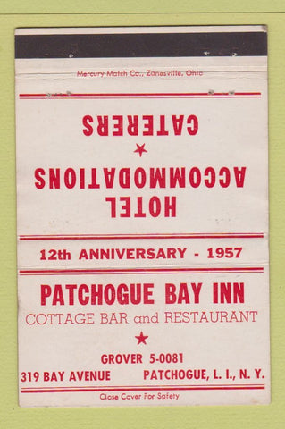 Matchbook Cover - Patchogue Bay Inn LI NY 40 Strike