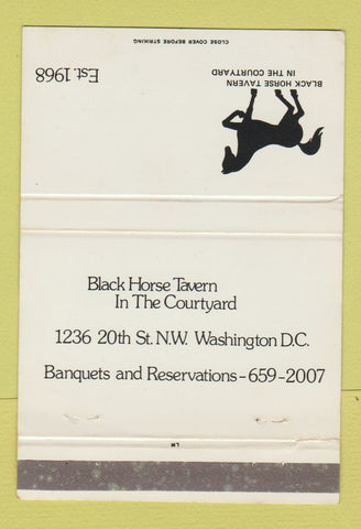 Matchbook Cover - Black Horse Tavern Washington DC 40 Strike
