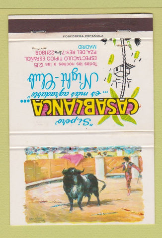 Matchbook Cover - Casablanca Night Club Madrid Spain 40 Strike