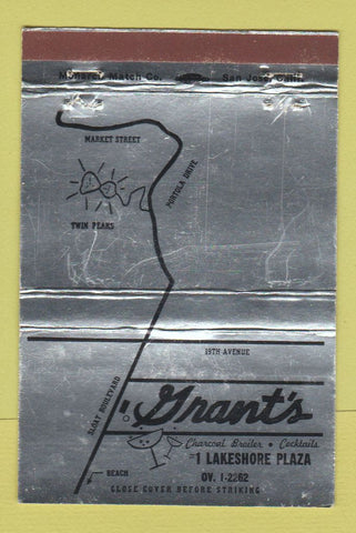 Matchbook Cover - Grant's Restaurant Twin Peaks San Francisco CA WEAR 40 Strike