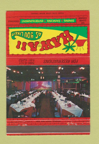 Matchbook Cover - Hawaii As You Like IT New York City 40 Strike