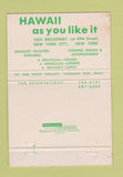 Matchbook Cover - Hawaii As You Like IT New York City 40 Strike