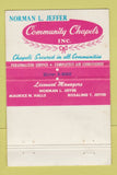 Matchbook Cover - Norman Jeffer Community Chapels Brooklyn NY 40 Strike