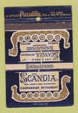 Matchbook Cover - Scandia Restaurant New York City Hotel Piccadilly 40 Strike