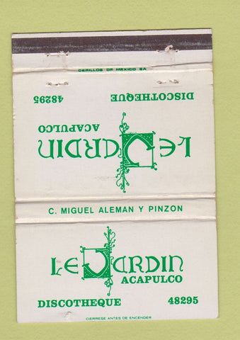 Matchbook Cover - Le Jardin Acapulco Mexico Disco WEAR 40 Strike