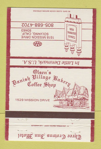 Matchbook Cover - Three Crowns Inn Motel Solvang CA 40 Strike