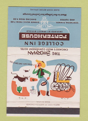 Matchbook Cover - College Inn Porterhouse Chicago IL Sherman Hotel 40 Strike