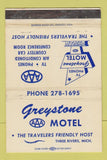 Matchbook Cover - Greystone Motel Three Rivers MI 40 Strike