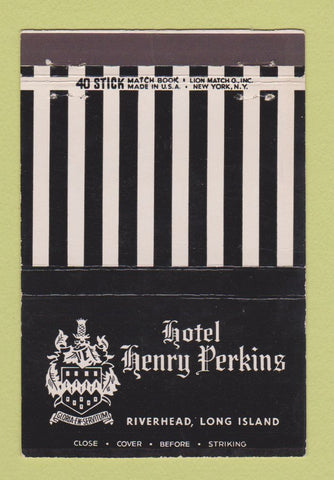 Matchbook Cover - Hotel Henry Perkins Riverhead LI NY 40 Stick