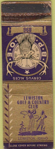 Matchbook Cover - Lewiston Elks Club Golf ID WORN