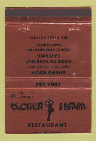 Matchbook Cover - Ah Fong's Flower Drum Restaurant San Carlos CA 40 Strike