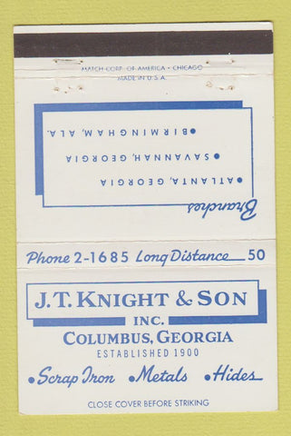 Matchbook Cover - JT Knight Son Columbus GA Scrap Iron Metal 40 Strike