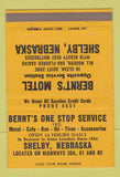 Matchbook Cover - Bernt's Motel Shelby NE oil gas 40 Strike
