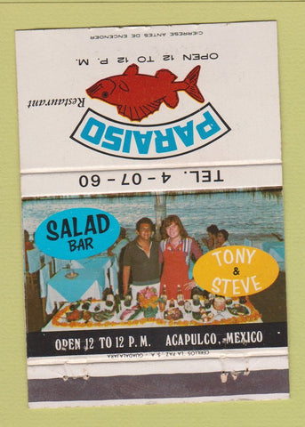 Matchbook Cover - Paraiso Restaurant Acapulco Mexico WEAR 40 Strike