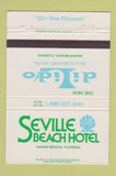 Matchbook Cover - Seville Beach Hotel Miami Beach FL Di Lido #1 40 Strike
