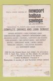 Matchbook Cover - Newport Balboa Savings Loan Newport Beach CA 40 Strike