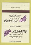 Matchbook Cover - Assaggio Cafe Bistro Boston MA 40 Strike