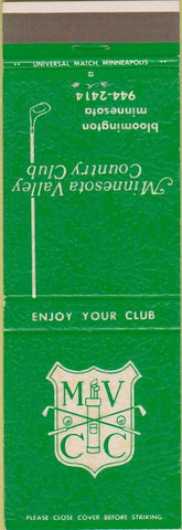 Matchbook Cover - Minnesota Valley Country Club Bloomington MN