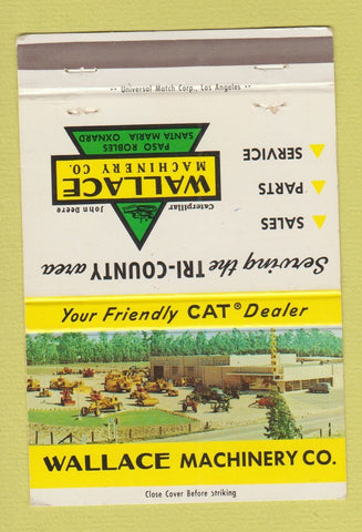 Matchbook Cover - Wallace Caterpillar Tractors Paso Robles Oxnard CA 40 Strike