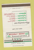 Matchbook Cover - Beverly Depot Restaurant Albany NY Warwick RI WEAR 40 Strike