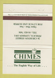 Matchbook Cover - Chimes Restaurant London UK Pimlico 40 Strike