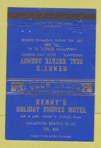 Matchbook Cover - Henry's Holiday Shores Hotel Hampton Beach NH WEAR 40 Strike